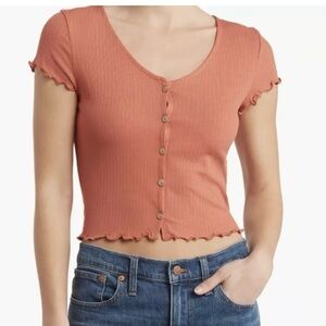 Madewell Ribbed Button Front Tee